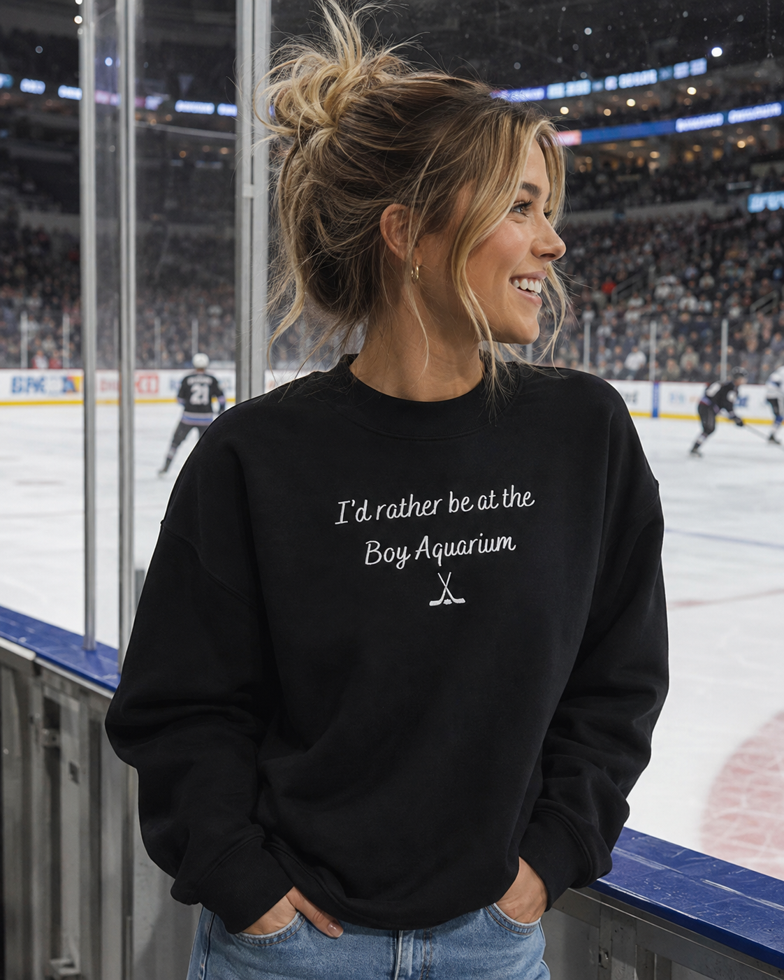 "I'd Rather Be at the Boy Aquarium" Mock Neck